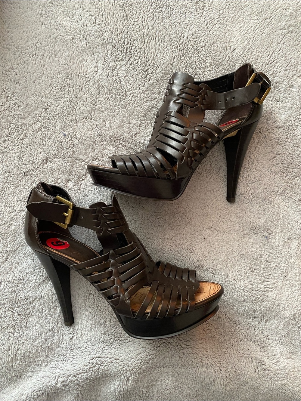Woven Leather Platform Heels